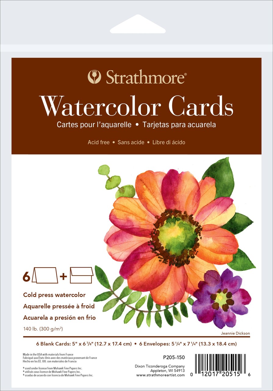 Strathmore Cards & Envelopes 5"X6.875" 6/Pkg-Watercolor